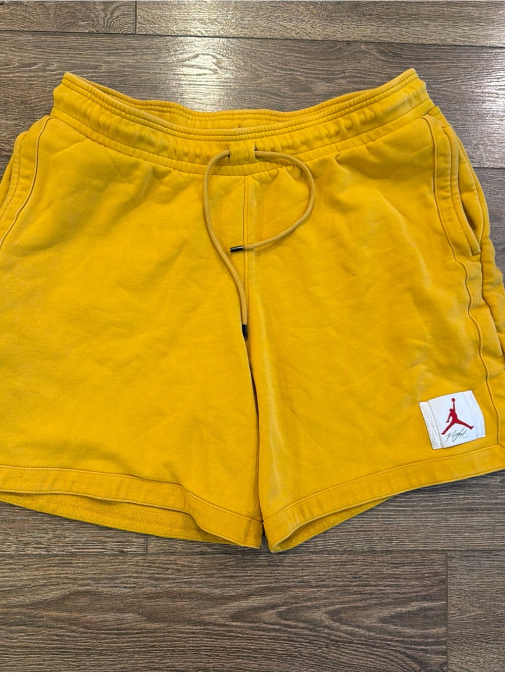 Jordan Men's Mustard Yellow Athletic Shorts with Jumpman Patch